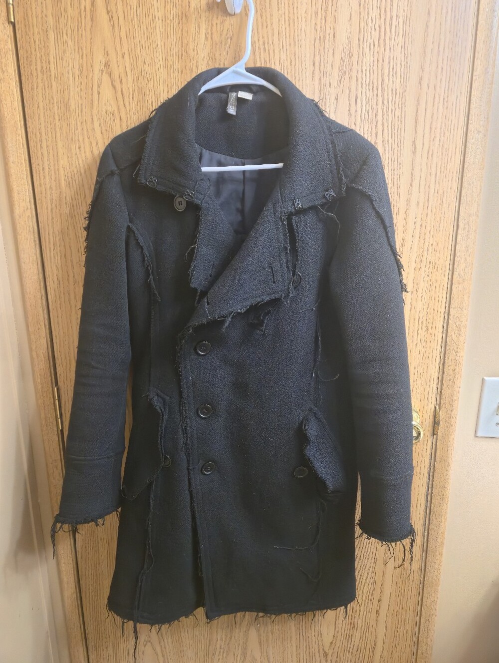 Deconstructed Distressed Wool Coat Mens